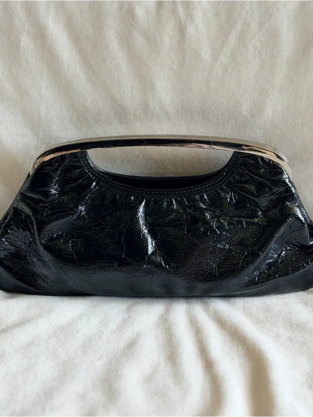 Vintage Express Design Studio Black Patent Frame Clutch Evening Bag Y2K⁠ Goth